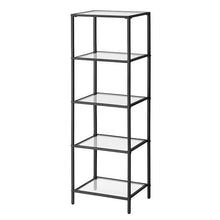 Load image into Gallery viewer, Black Metal Frame Glass Shelf Bookcase 4-Shelves Shelving Unit