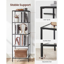Load image into Gallery viewer, Black Metal Frame Glass Shelf Bookcase 4-Shelves Shelving Unit