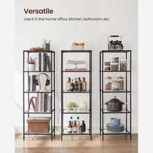 Load image into Gallery viewer, Black Metal Frame Glass Shelf Bookcase 4-Shelves Shelving Unit