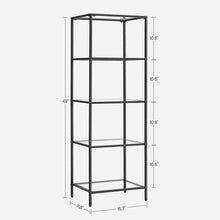 Load image into Gallery viewer, Black Metal Frame Glass Shelf Bookcase 4-Shelves Shelving Unit