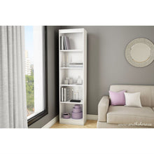 Load image into Gallery viewer, 5-Shelf Narrow Bookcase Storage Shelves in White Wood Finish
