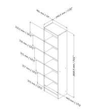 Load image into Gallery viewer, 5-Shelf Narrow Bookcase Storage Shelves in White Wood Finish