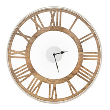 Load image into Gallery viewer, Natural Wood 16-inch Classic Farmhouse Roman Numerals Wall Clock