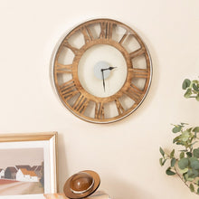 Load image into Gallery viewer, Natural Wood 16-inch Classic Farmhouse Roman Numerals Wall Clock