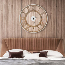 Load image into Gallery viewer, Natural Wood 16-inch Classic Farmhouse Roman Numerals Wall Clock