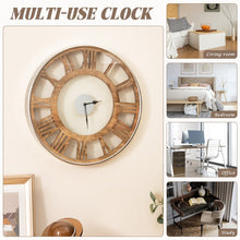 Load image into Gallery viewer, Natural Wood 16-inch Classic Farmhouse Roman Numerals Wall Clock