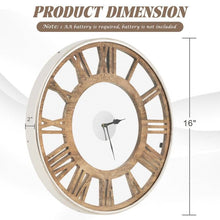 Load image into Gallery viewer, Natural Wood 16-inch Classic Farmhouse Roman Numerals Wall Clock