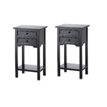 Load image into Gallery viewer, Set of 2 Nightstand Side Tables / End Table in Black Finish Pine Wood