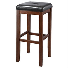 Load image into Gallery viewer, Set of 2 Vintage Mahogany Stools with Black Upholstered Seat