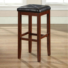 Load image into Gallery viewer, Set of 2 Vintage Mahogany Stools with Black Upholstered Seat