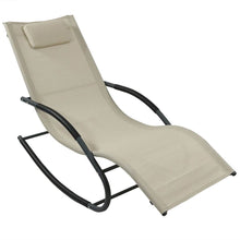 Load image into Gallery viewer, Modern Beige Rocking Chaise Lounger Patio Lounge Chair with Pillow
