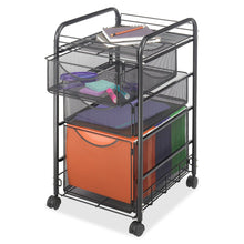 Load image into Gallery viewer, Black Metal Steel Mesh Mobile Filing Cabinet Cart with 2 Drawers and Wheels