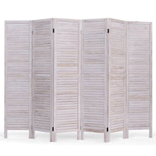 Load image into Gallery viewer, 6-Panel Classic Louver Slatted Room Divider Screen in White Wood Finish
