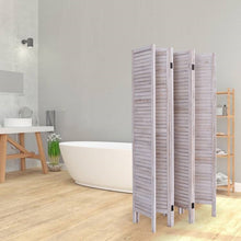 Load image into Gallery viewer, 6-Panel Classic Louver Slatted Room Divider Screen in White Wood Finish