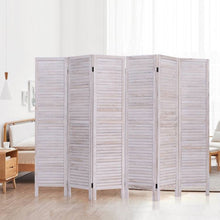 Load image into Gallery viewer, 6-Panel Classic Louver Slatted Room Divider Screen in White Wood Finish