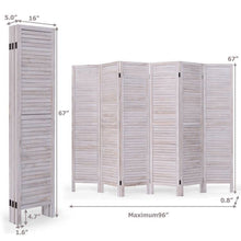 Load image into Gallery viewer, 6-Panel Classic Louver Slatted Room Divider Screen in White Wood Finish