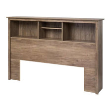 Load image into Gallery viewer, Full / Queen size Freestanding Bookcase Headboard in Grey Brown Wood Finish