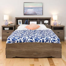 Load image into Gallery viewer, Full / Queen size Freestanding Bookcase Headboard in Grey Brown Wood Finish