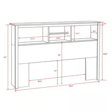 Load image into Gallery viewer, Full / Queen size Freestanding Bookcase Headboard in Grey Brown Wood Finish