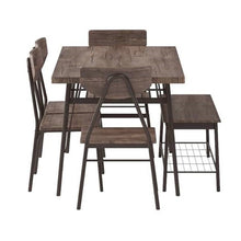 Load image into Gallery viewer, Modern 6-Piece Dining Set with Brown Wood Top Table 4 Chairs and Storage Bench