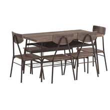 Load image into Gallery viewer, Modern 6-Piece Dining Set with Brown Wood Top Table 4 Chairs and Storage Bench