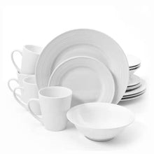 Load image into Gallery viewer, 16-Piece White Ceramic Dinnerware Set w/ Bowls Plates and Mugs - Service for 4
