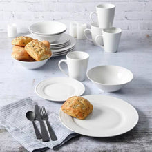 Load image into Gallery viewer, 16-Piece White Ceramic Dinnerware Set w/ Bowls Plates and Mugs - Service for 4