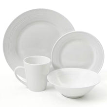 Load image into Gallery viewer, 16-Piece White Ceramic Dinnerware Set w/ Bowls Plates and Mugs - Service for 4