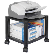 Load image into Gallery viewer, Sturdy 2-Shelf Mobile Printer Stand Cart in Black with Locking Casters
