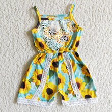 Load image into Gallery viewer, Sunflower sleeveless lace baby girls summer jumpsuit