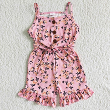 Load image into Gallery viewer, Pink floral sleeveless baby girls summer jumpsuit