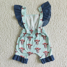 Load image into Gallery viewer, Fluttler sleeve cow print backless baby summer romper