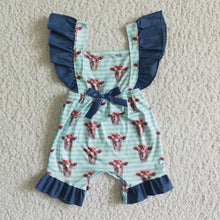 Load image into Gallery viewer, Fluttler sleeve cow print backless baby summer romper