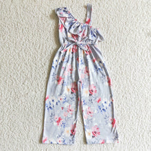 Load image into Gallery viewer, Floral one off shoulder ruffle pants baby girls jumpsuit