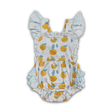 Load image into Gallery viewer, Peach print bubbles baby summer romper