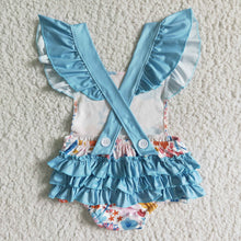 Load image into Gallery viewer, Flutter sleeve floral ruffle bubbles kids baby romper