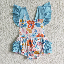 Load image into Gallery viewer, Flutter sleeve floral ruffle bubbles kids baby romper