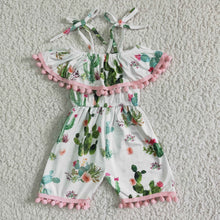 Load image into Gallery viewer, Cactus pom pom baby girls romper jumpsuit
