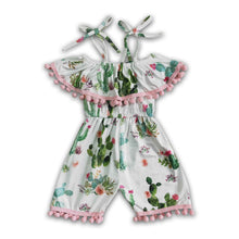 Load image into Gallery viewer, Cactus pom pom baby girls romper jumpsuit
