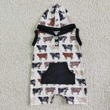 Load image into Gallery viewer, Cow print baby boy hoodie rompers