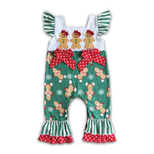 Load image into Gallery viewer, Flutter sleeve gingerbread embroidery baby girls Christmas romper