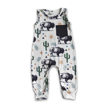 Load image into Gallery viewer, Sleeveless cactus cow boy summer romper