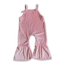 Load image into Gallery viewer, Pink velvet pants length baby girls fall jumpsuit
