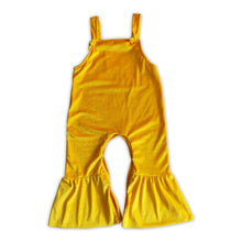 Load image into Gallery viewer, Yellow velvet pants length baby girls fall jumpsuit