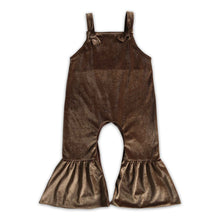 Load image into Gallery viewer, Brown velvet pants length baby girls fall jumpsuit