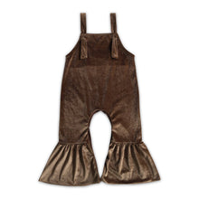 Load image into Gallery viewer, Brown velvet pants length baby girls fall jumpsuit