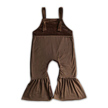 Load image into Gallery viewer, Brown velvet pants length baby girls fall jumpsuit