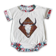 Load image into Gallery viewer, Bull skull aztec short sleeves baby girls romper