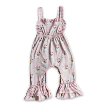Load image into Gallery viewer, Pink santa plaid ruffle kids girls Christmas overalls