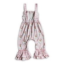 Load image into Gallery viewer, Pink santa plaid ruffle kids girls Christmas overalls